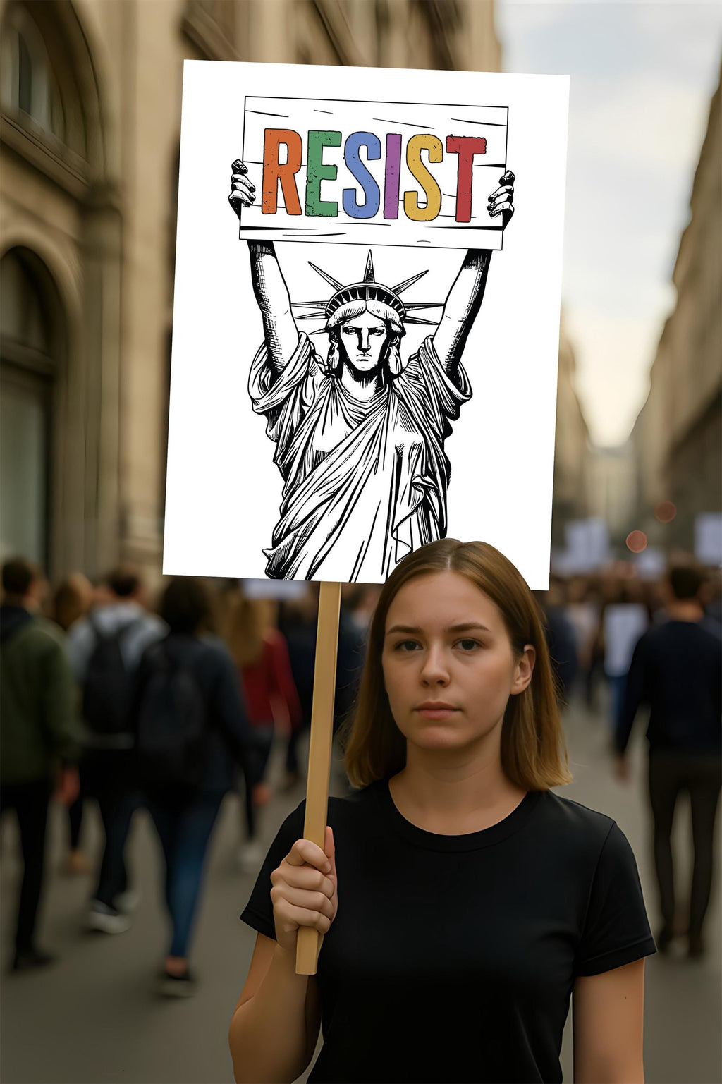 Resist Statue of Liberty Protest Sign, Resist Hate, Anti-Trump, Resist Racism, Resist Fascism, Political Activist Poster Rally Sign