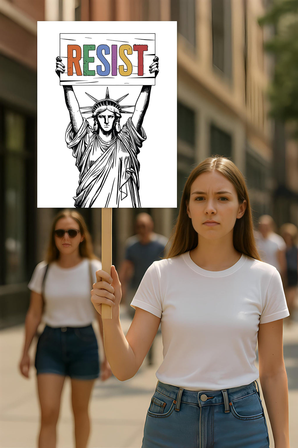 Resist Statue of Liberty Protest Sign, Resist Hate, Anti-Trump, Resist Racism, Resist Fascism, Political Activist Poster Rally Sign