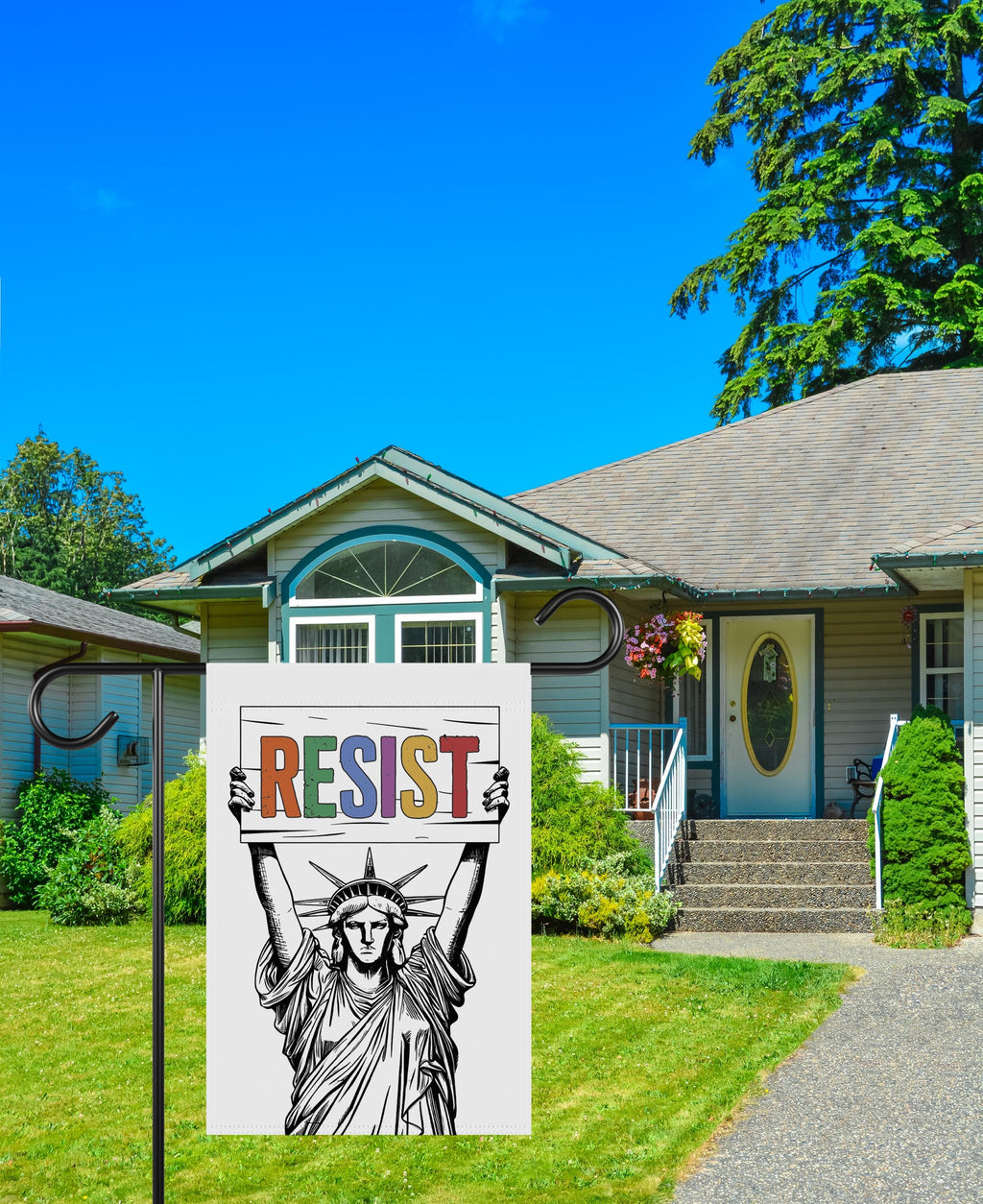 Resist Statue of Liberty Protest Garden Flag, Double Sided, Resist Hate, Anti-Trump, Resist Racism, Resist Fascism Flag