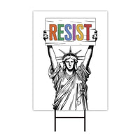 Resist Statue of Liberty Protest Yard Sign - Anti-Trump, Resist Racism, Resist Fascism Sign with Metal H-Stake