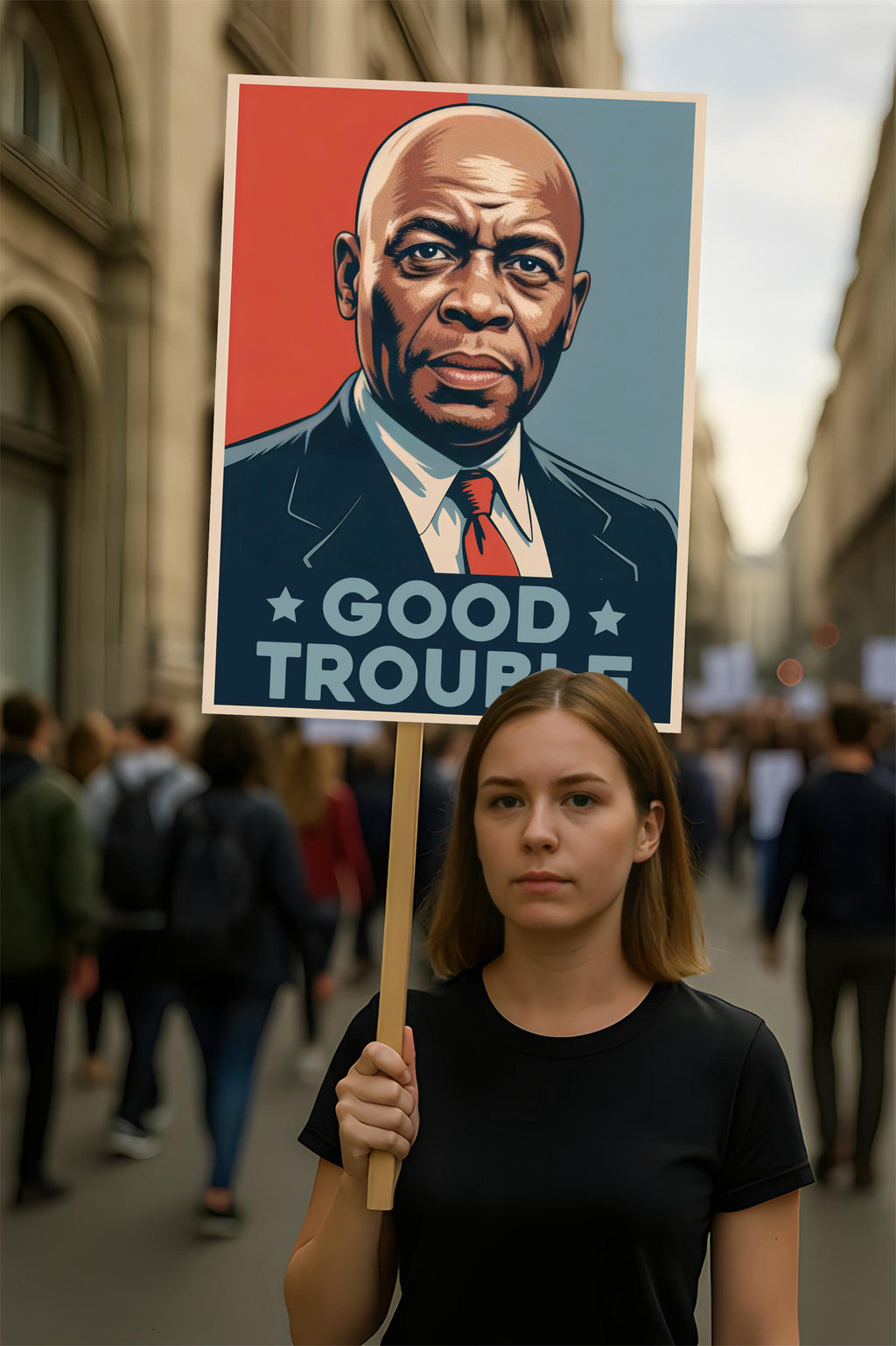 John Lewis Good Trouble Protest Sign, Resist Hate, Anti-Trump, Resist Racism, Resist Fascism, Political Activist Poster Rally Sign