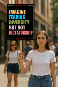 Imagine Fearing Diversity but not Dictatorship Protest Sign, Anti-Trump, Resist Racism, Resist Fascism, Political Activist Poster Rally Sign