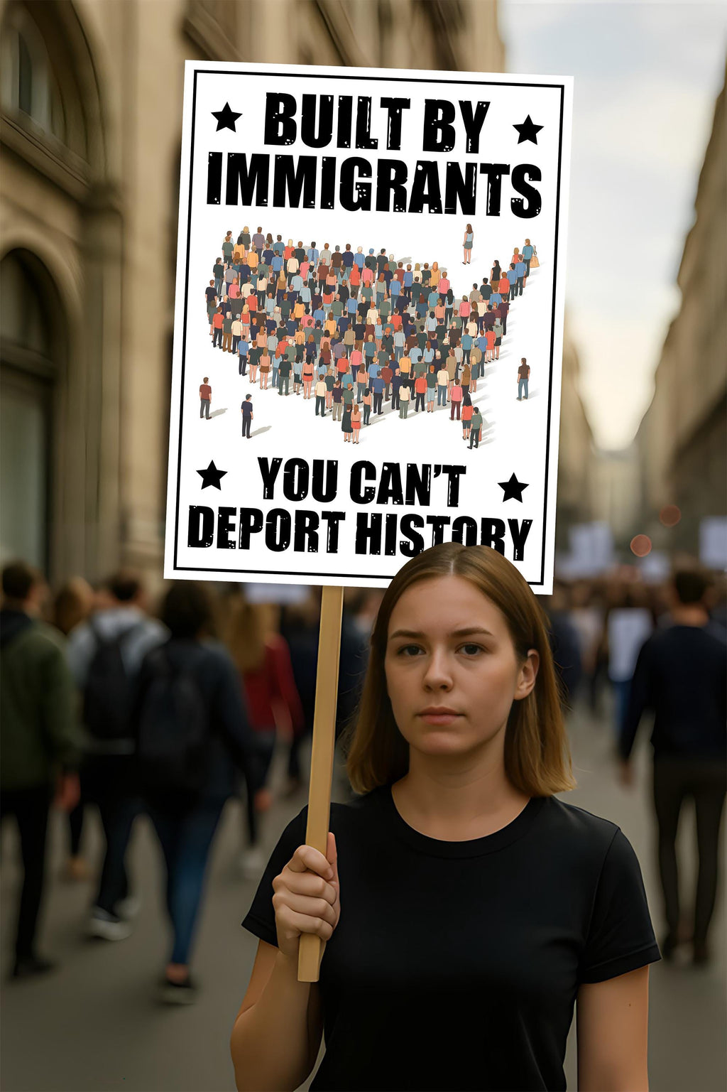 Built by Immigrants, You Can’t Deport History Protest Sign, Anti-Trump, Political Activist Poster, Rally Sign, Resist Fascism Protest Poster