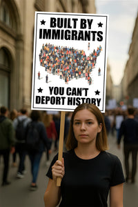 Built by Immigrants, You Can’t Deport History Protest Sign, Anti-Trump, Political Activist Poster, Rally Sign, Resist Fascism Protest Poster