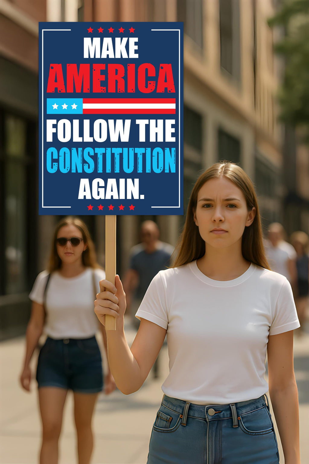 Make America Follow the Constitution Again Protest Sign, Anti-Trump, Political Activist Poster, Rally Sign, Resist Fascism Protest Poster