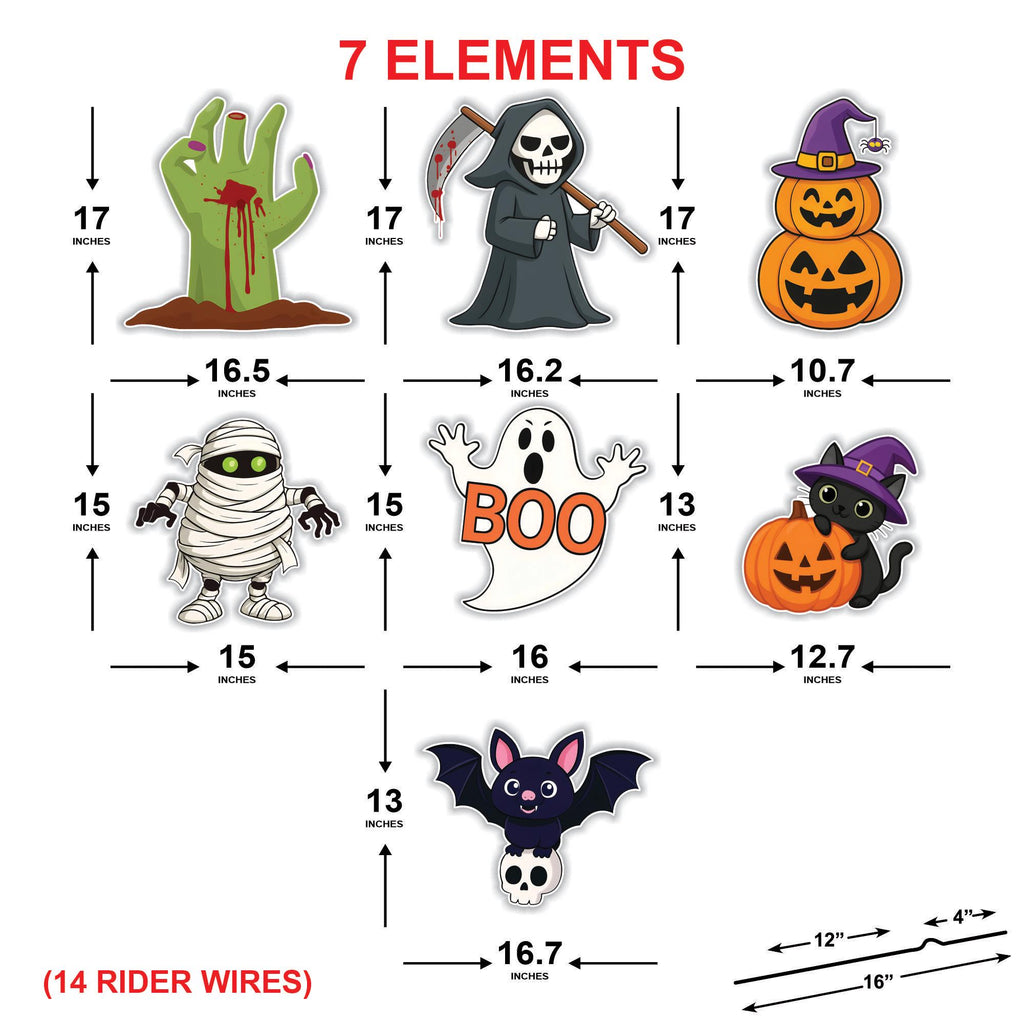 Halloween Yard Sign Set, Pumpkin Ghost Bat Mummy Frankenstein Lawn Decorations, Outdoor Halloween Signs with Stakes for Garden or Patio