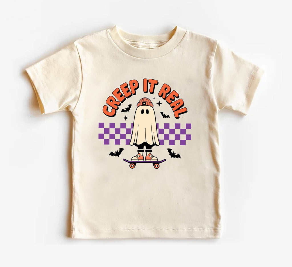 Skater Ghost Baby Shirt, Creep It Real Baby Bodysuit, Halloween Toddler Sweatshirt - Retro Boys Outfit, Spooky Skate Fall Clothes