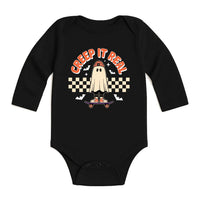 Skater Ghost Baby Shirt, Creep It Real Baby Bodysuit, Halloween Toddler Sweatshirt - Retro Boys Outfit, Spooky Skate Fall Clothes