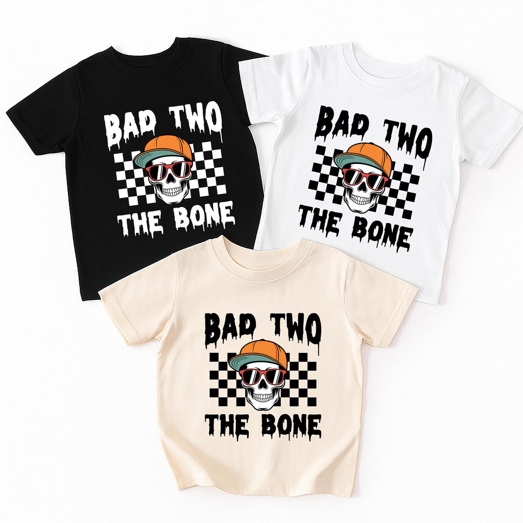 Halloween 2nd Birthday Shirt, Bad Two the Bone Baby Bodysuit, Custom Year Old Toddler Sweatshirt - Spooky Boy Outfit, Skeleton Theme