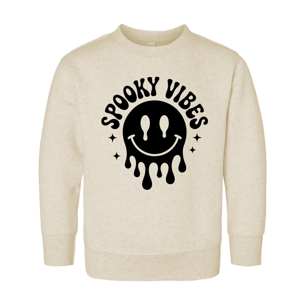 Spooky Vibes Baby Bodysuit, Melting Smiley Baby Shirt, Retro Halloween Toddler Sweatshirt - Creepy Cute Fall Outfit, Ghost Season Tee