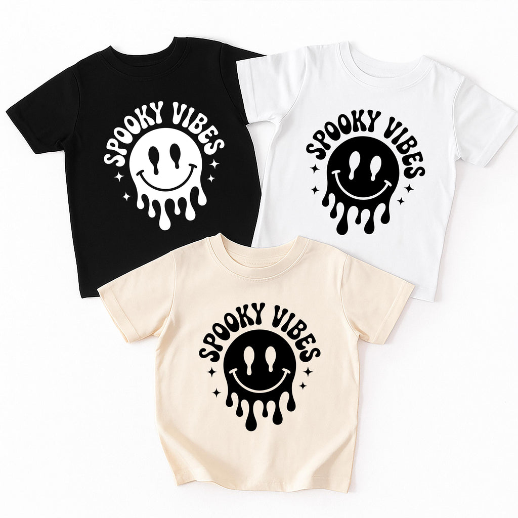 Spooky Vibes Baby Bodysuit, Melting Smiley Baby Shirt, Retro Halloween Toddler Sweatshirt - Creepy Cute Fall Outfit, Ghost Season Tee