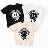 Spooky Vibes Baby Bodysuit, Melting Smiley Baby Shirt, Retro Halloween Toddler Sweatshirt - Creepy Cute Fall Outfit, Ghost Season Tee