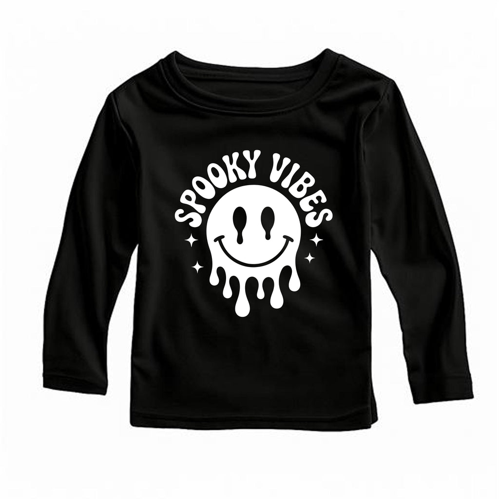 Spooky Vibes Baby Bodysuit, Melting Smiley Baby Shirt, Retro Halloween Toddler Sweatshirt - Creepy Cute Fall Outfit, Ghost Season Tee