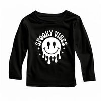 Spooky Vibes Baby Bodysuit, Melting Smiley Baby Shirt, Retro Halloween Toddler Sweatshirt - Creepy Cute Fall Outfit, Ghost Season Tee
