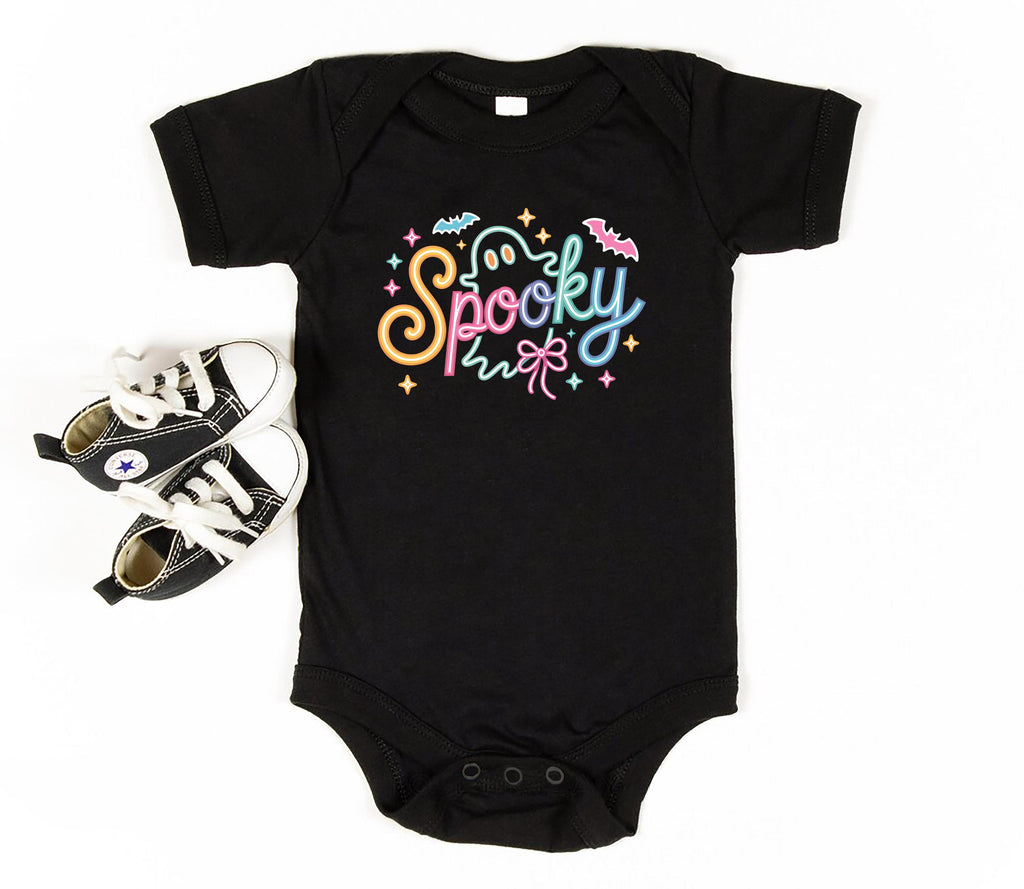 Spooky Neon Ghost Baby Bodysuit, Cute Halloween Girl Baby Shirt, Toddler Sweatshirt - Bright Ghost Fall Outfit, Fun Spooky Kids Clothes