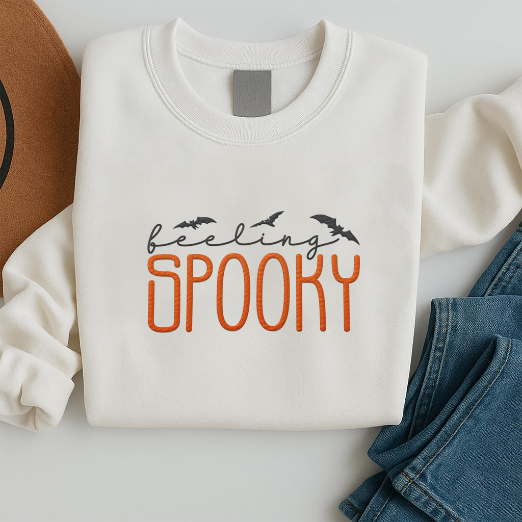 Feeling Spooky Embroidered Sweatshirt, Halloween Season Hoodie, Cute Spooky Shirt, Fall Long Sleeve Shirt, Fun Gift for Halloween Lover