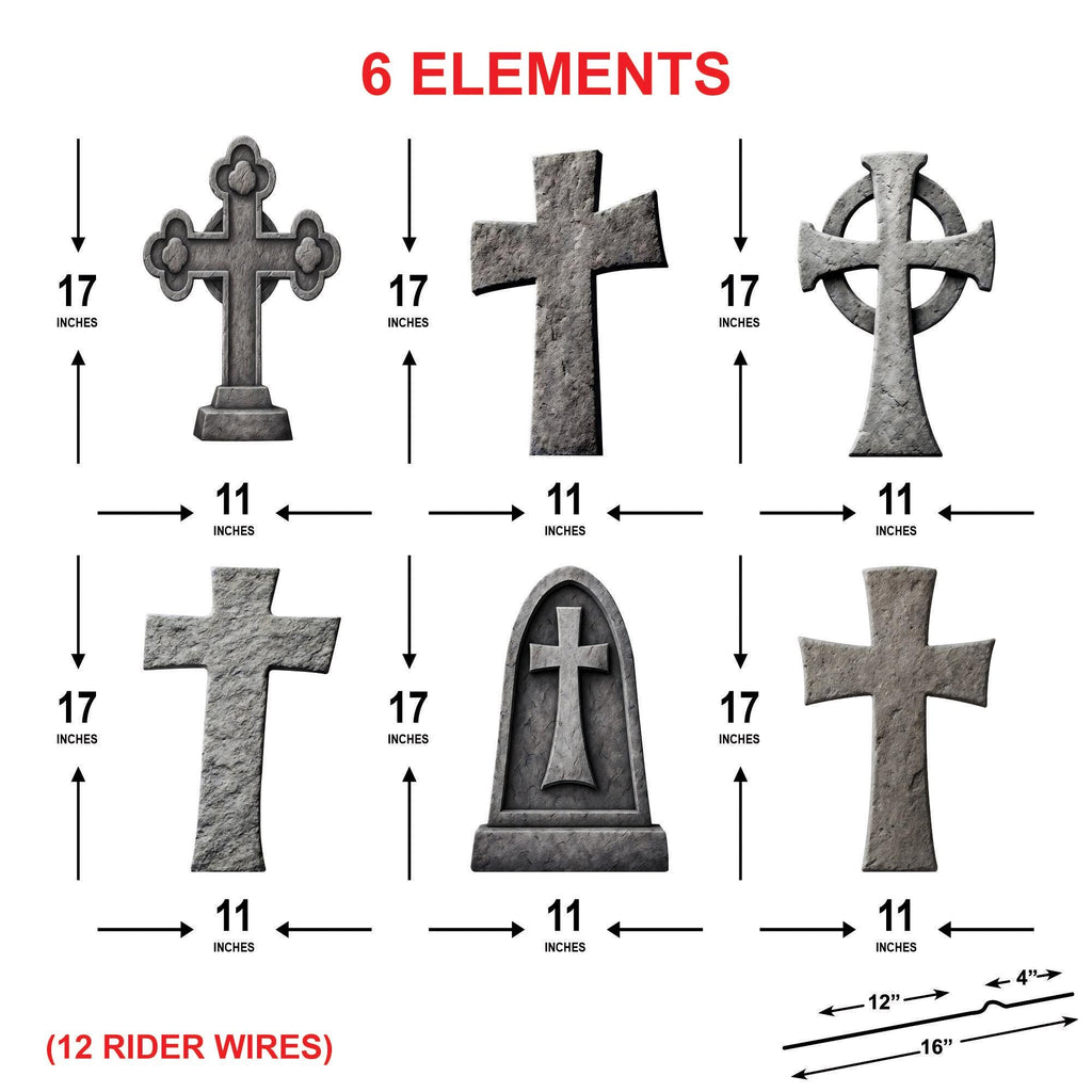 Cross Tombstone Halloween Yard Signs, Vintage Gravestone Decorations with Stakes, Outdoor Graveyard Lawn Décor for Home, School, or Party