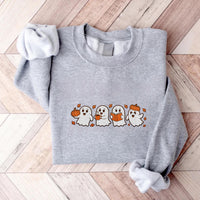Spooky Fall Embroidered Sweatshirt, Vintage Halloween Pumpkin Hoodie, Ghost Shirt, Spooky Season Long Sleeve Shirt, Halloween Gift Idea