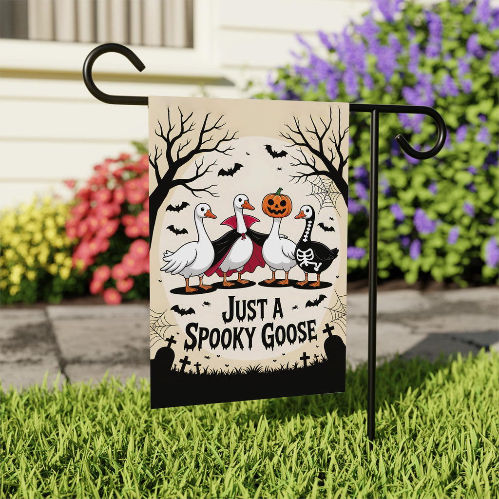 Just a Spooky Goose Halloween Garden Flag, Funny Halloween Goose, Goose in Halloween Costumes, Cute Horror, Spooky Goose Flag