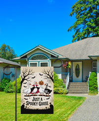 Just a Spooky Goose Halloween Garden Flag, Funny Halloween Goose, Goose in Halloween Costumes, Cute Horror, Spooky Goose Flag