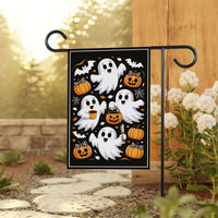 Cute Ghost Pumpkin Latte Garden Flag, Retro Ghost Halloween Yard Flag, Fall Coffee Outdoor Decor, Spooky Autumn Gift, Welcome Garden Flag