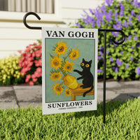 Funny Van Gogh Black Cat Garden Flag, Meme Cat Yard Flag, Kitty Lover Art Garden Decor, Artist Cat Outdoor Flag, Cute Funny Cat Welcome Flag