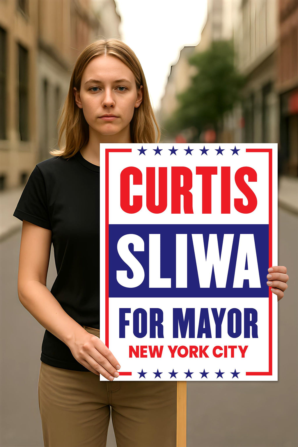 Curtis Sliwa For New York City Mayor 2025 Election Sign, NYC’s Mayor, Political Campaign Sign, Mayor Election 2025 Race Poster Sign