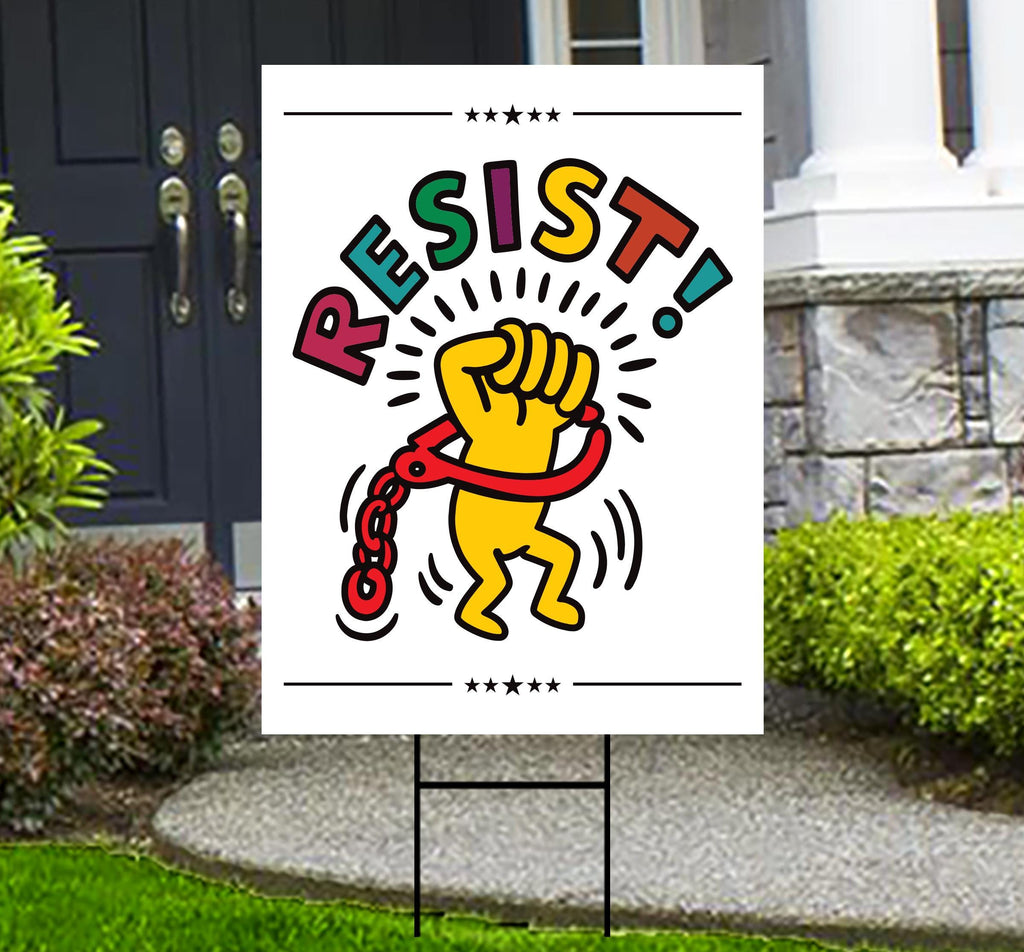 Resistance, No Kings In America Yard Sign - Resist Hate Lawn Sign, Anti-Trump, Resist Racism, Resist Fascism Yard Sign with Metal H-Stake