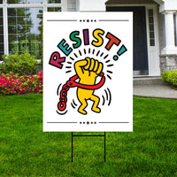 Resistance, No Kings In America Yard Sign - Resist Hate Lawn Sign, Anti-Trump, Resist Racism, Resist Fascism Yard Sign with Metal H-Stake