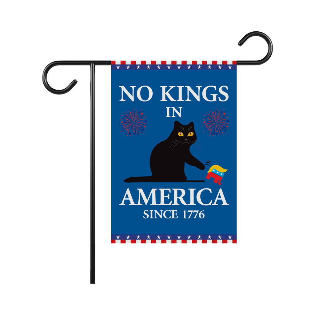 No Kings in America Black Cat Protest Garden Flag, Double Sided, Resist Hate Flag, Anti-Trump Flag, Resist Racism Flag, Resist Fascism Flag