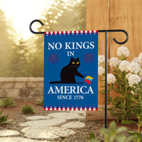 No Kings in America Black Cat Protest Garden Flag, Double Sided, Resist Hate Flag, Anti-Trump Flag, Resist Racism Flag, Resist Fascism Flag