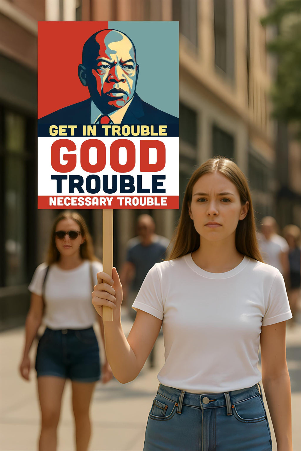 Good Trouble Lives On Protest Sign, Black Cat Anti-Trump Resistance, Political Activist Poster, Rally Sign, Resist Fascism Protest Poster