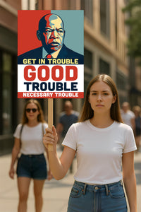 Good Trouble Lives On Protest Sign, Black Cat Anti-Trump Resistance, Political Activist Poster, Rally Sign, Resist Fascism Protest Poster