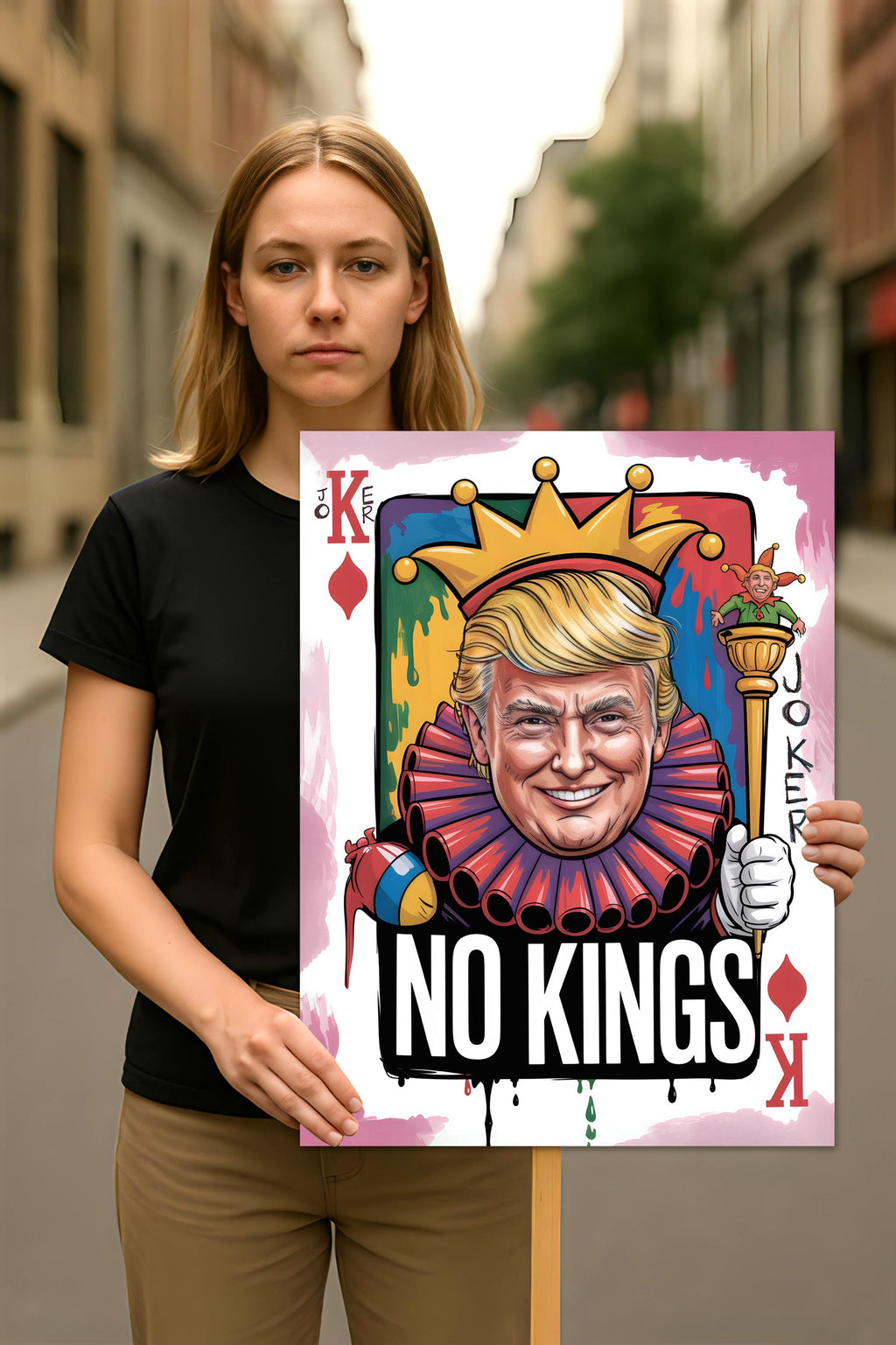 No Kings In America Protest Sign, Black Cat Anti-Trump Resistance, Political Activist Poster, Rally Sign, Resist Fascism Protest Poster