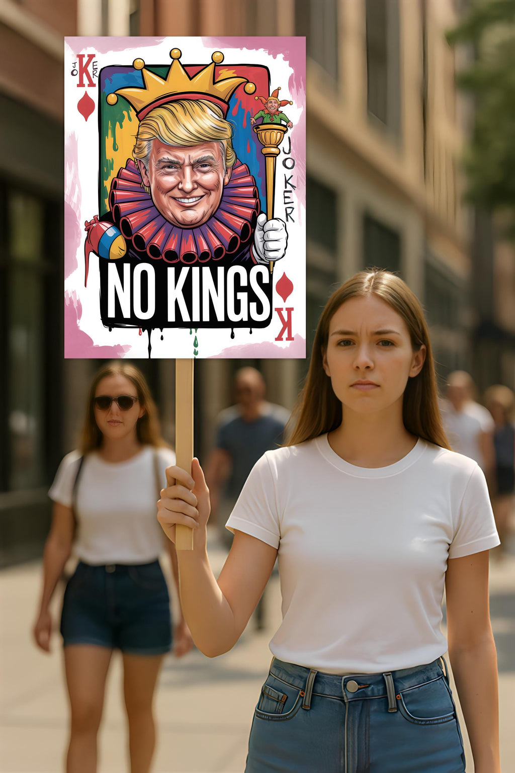 No Kings In America Protest Sign, Black Cat Anti-Trump Resistance, Political Activist Poster, Rally Sign, Resist Fascism Protest Poster