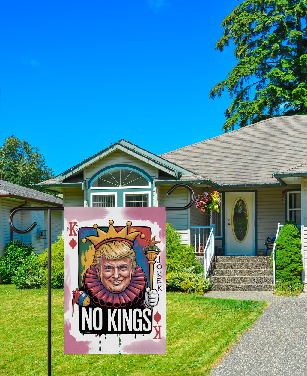 No Kings In America Protest Garden Flag, Double Sided, Resist Hate Flag, Anti-Trump Flag, Resist Racism Flag, Resist Fascism Flag