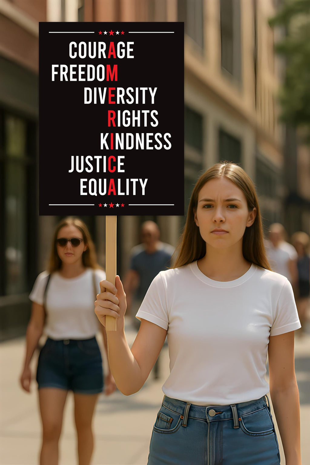Courage Freedom Diversity Right Kindness Justice Equality Sign, Anti-Trump, Political Activist Rally Sign, Resist Fascism Protest Poster