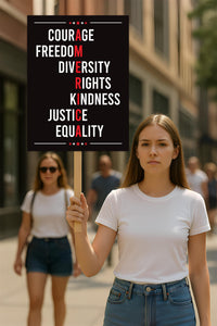 Courage Freedom Diversity Right Kindness Justice Equality Sign, Anti-Trump, Political Activist Rally Sign, Resist Fascism Protest Poster