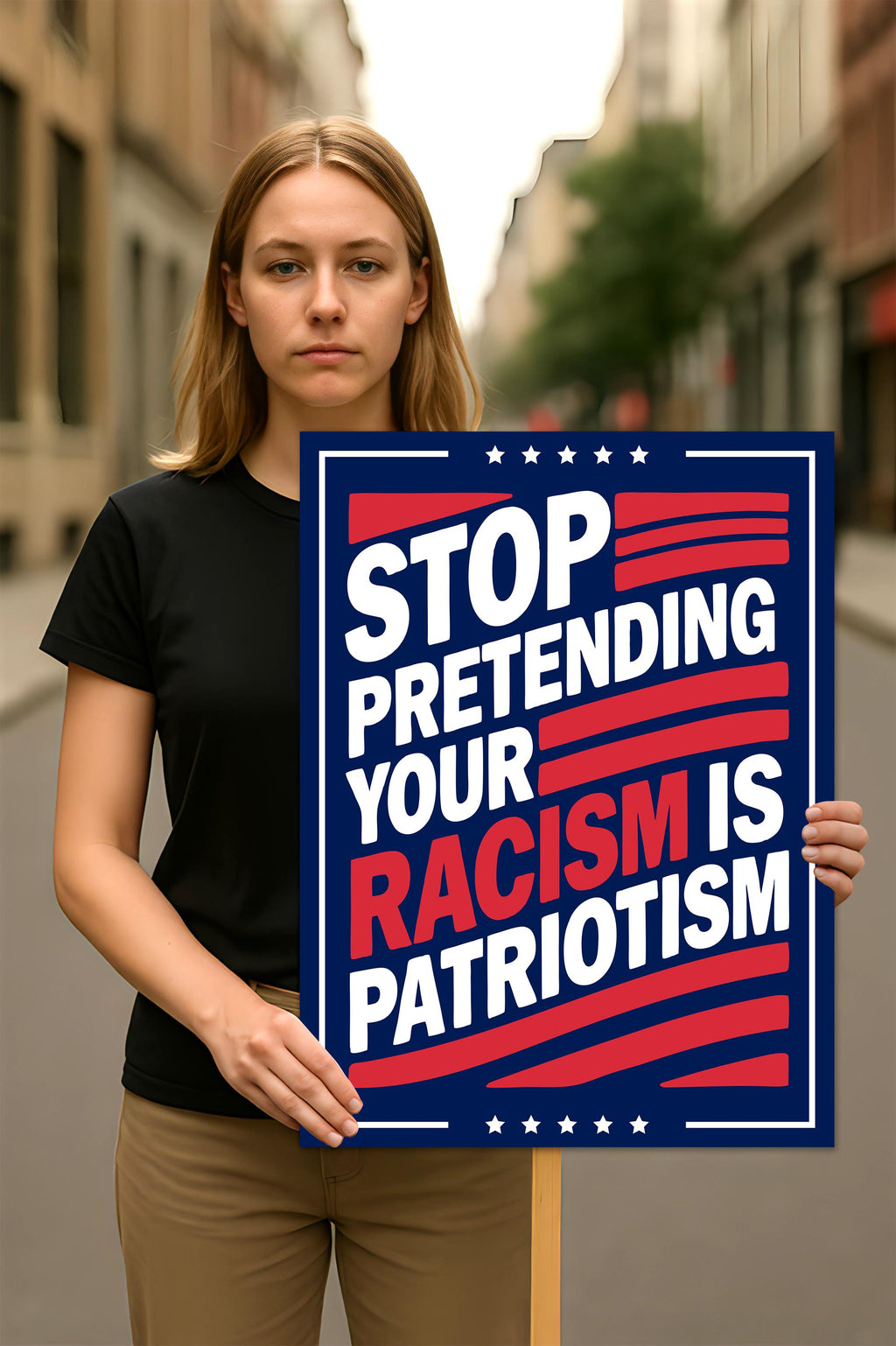 Stop Pretending Your Racism Is Patriotism Protest Sign, Anti-Trump Resistance, Political Activist Rally Sign, Resist Fascism Protest Poster