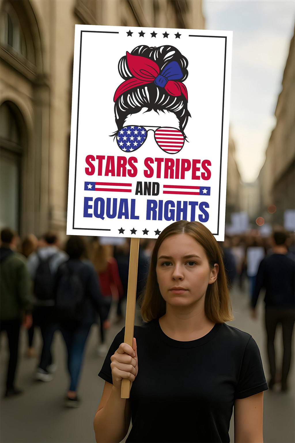 Stars Stripes And Equal Rights Protest Sign, Anti-Trump Resistance, Political Activist Rally Sign, Resist Fascism Protest Poster