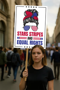 Stars Stripes And Equal Rights Protest Sign, Anti-Trump Resistance, Political Activist Rally Sign, Resist Fascism Protest Poster
