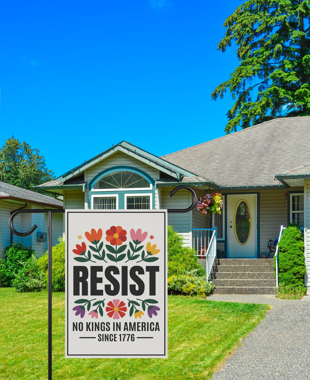 No Kings In America Protest Garden Flag, Double Sided, Resist Hate Flag, Anti-Trump Flag, Resist Racism Flag, Resist Fascism Flag