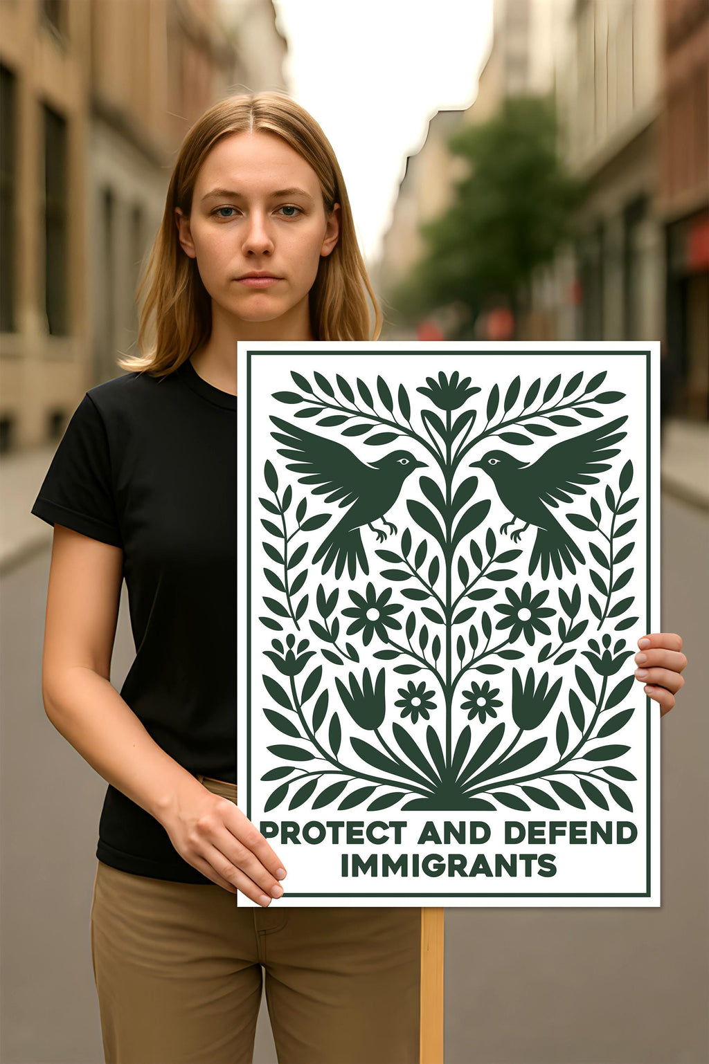 Protect and Defend Immigrants Protest Sign, Anti-Trump Resistance, Political Activist Poster, Rally Sign, Resist Fascism Protest Poster