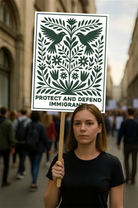 Protect and Defend Immigrants Protest Sign, Anti-Trump Resistance, Political Activist Poster, Rally Sign, Resist Fascism Protest Poster