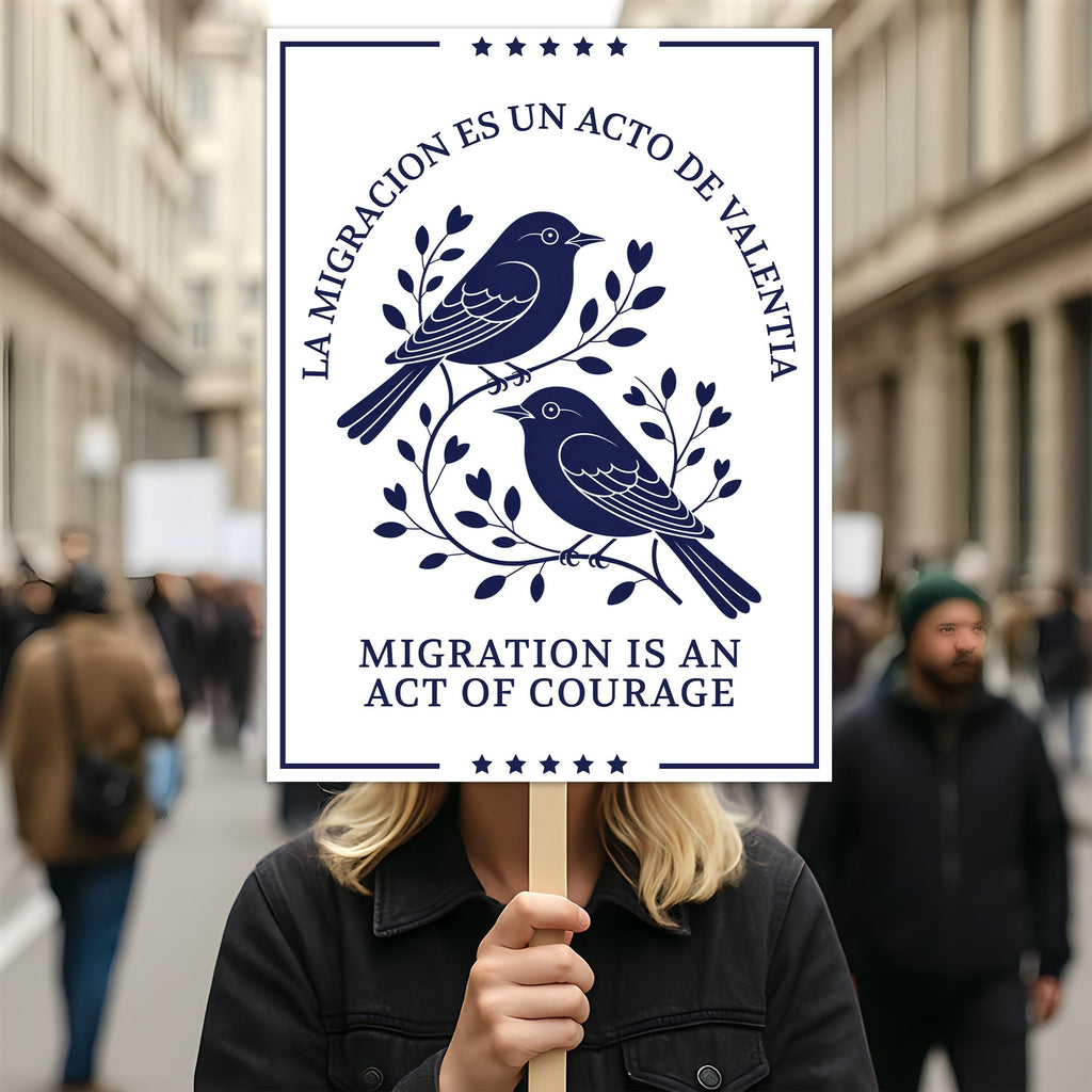 Migration Is an Act of Courage Protest Sign, Anti-Trump Resistance, Political Activist Poster, Rally Sign, Resist Fascism Protest Poster