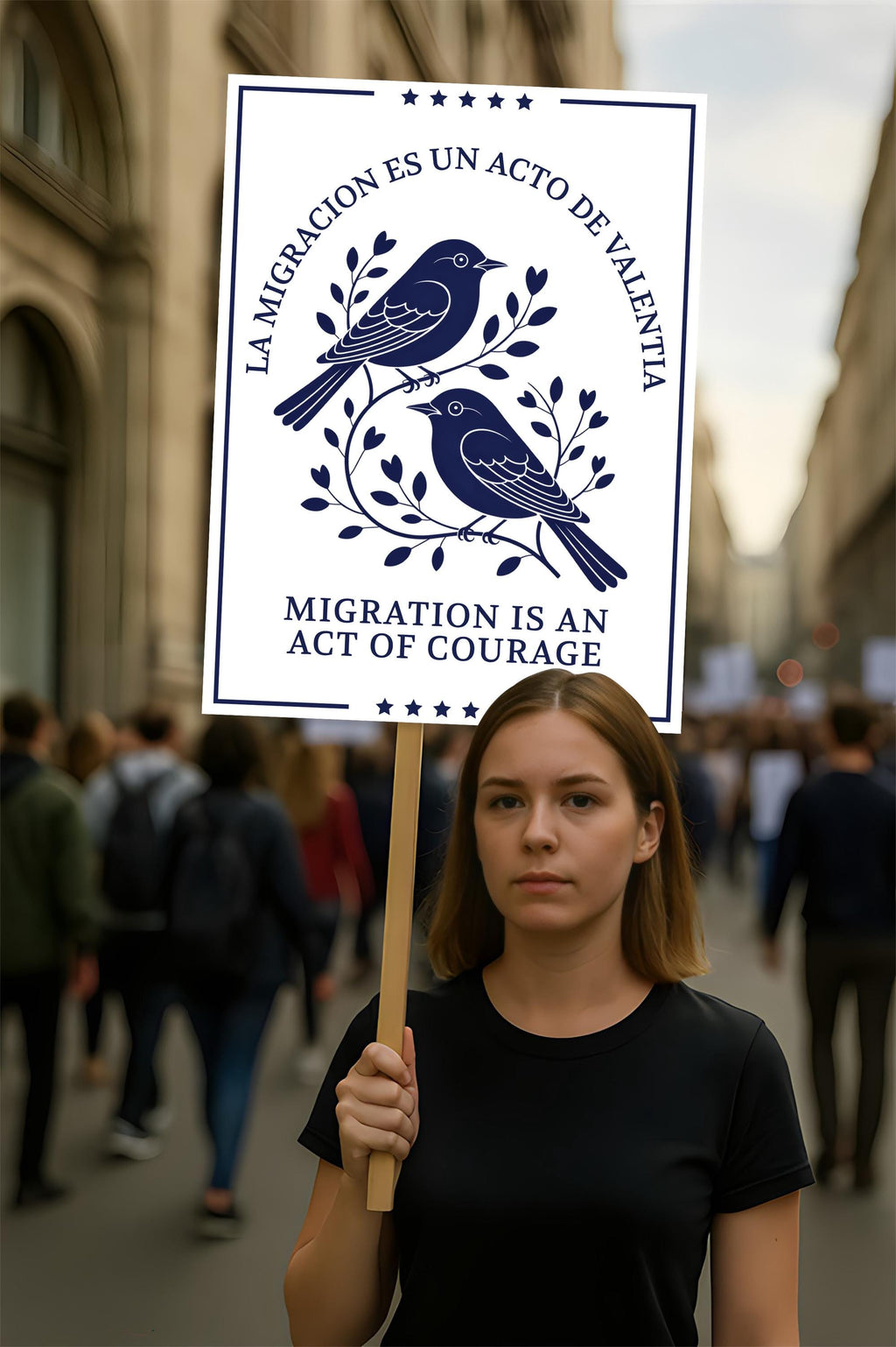Migration Is an Act of Courage Protest Sign, Anti-Trump Resistance, Political Activist Poster, Rally Sign, Resist Fascism Protest Poster