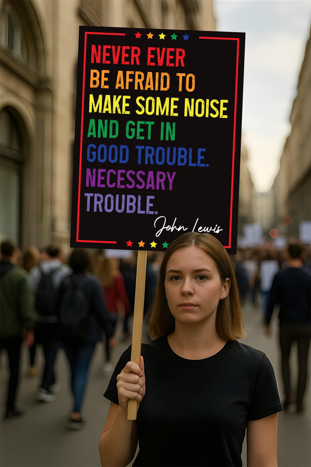 Good Trouble John Lewis Protest Sign, Anti-Trump Resistance, Political Activist Poster, Rally Sign, Resist Fascism Protest Poster