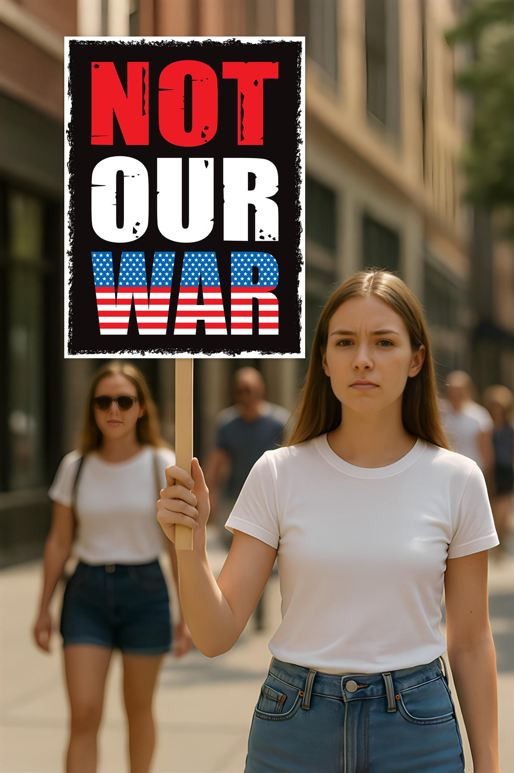 Not Our War Distressed USA Protest Sign, Anti-Trump Resistance, Political Activist Poster, Rally Sign, Resist Fascism Protest Poster