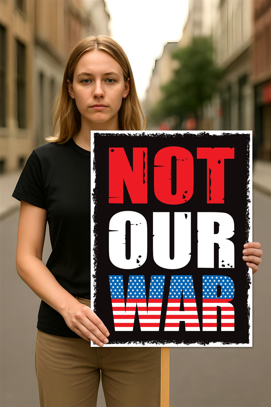 Not Our War Distressed USA Protest Sign, Anti-Trump Resistance, Political Activist Poster, Rally Sign, Resist Fascism Protest Poster