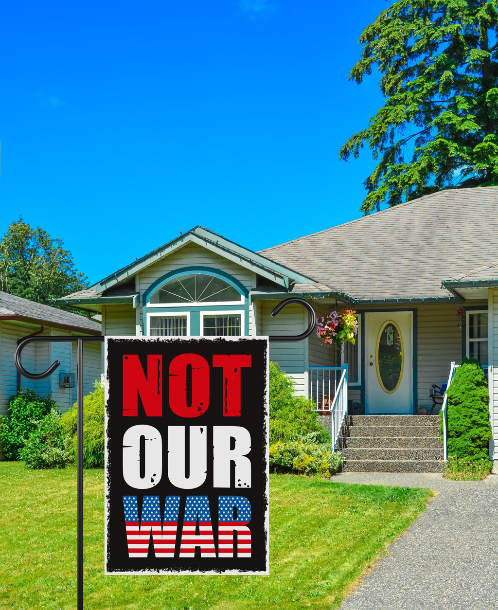 Not Our War Distressed USA Protest Garden Flag, 12x18 Inch Double Sided, Resist Hate, Anti-Trump Sign, Resist Racism Flag, Resist Fascism Sign